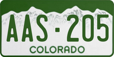 CO license plate AAS205