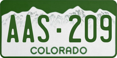 CO license plate AAS209