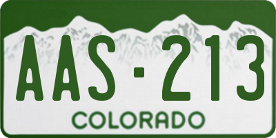 CO license plate AAS213