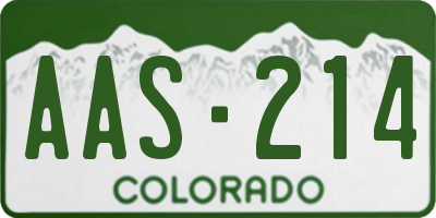 CO license plate AAS214