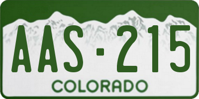 CO license plate AAS215