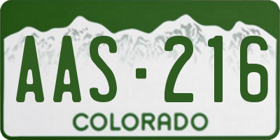 CO license plate AAS216