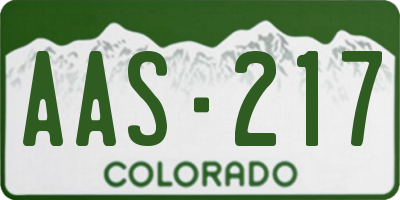 CO license plate AAS217