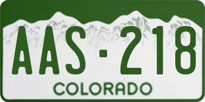 CO license plate AAS218