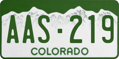 CO license plate AAS219