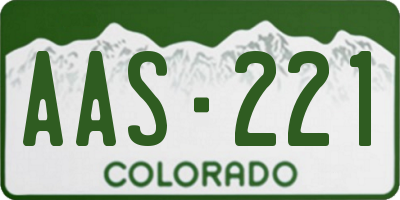 CO license plate AAS221