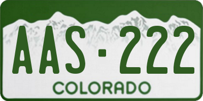 CO license plate AAS222