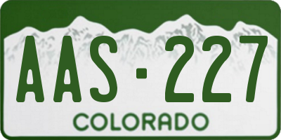 CO license plate AAS227