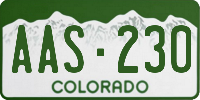 CO license plate AAS230