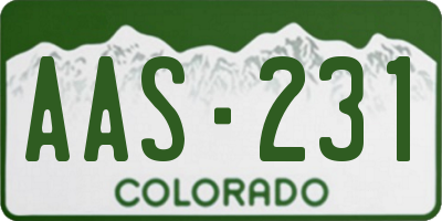 CO license plate AAS231