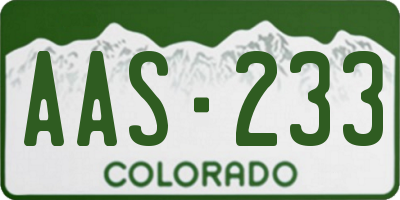 CO license plate AAS233