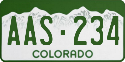 CO license plate AAS234