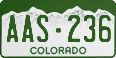 CO license plate AAS236