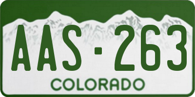 CO license plate AAS263