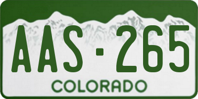 CO license plate AAS265