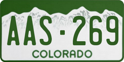 CO license plate AAS269