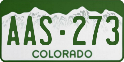 CO license plate AAS273