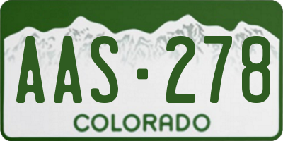 CO license plate AAS278