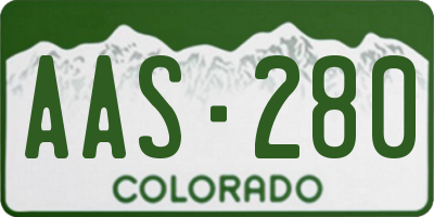 CO license plate AAS280