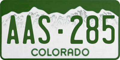 CO license plate AAS285