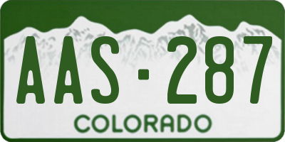 CO license plate AAS287