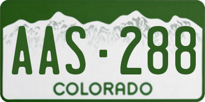CO license plate AAS288