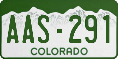 CO license plate AAS291