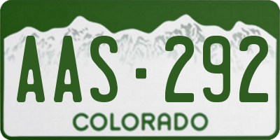 CO license plate AAS292