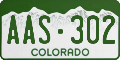 CO license plate AAS302