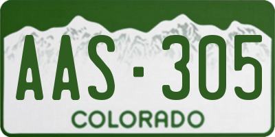 CO license plate AAS305