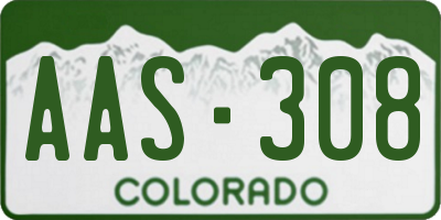 CO license plate AAS308