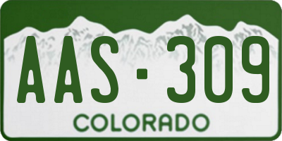 CO license plate AAS309