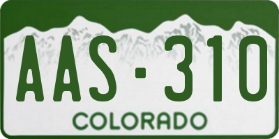 CO license plate AAS310