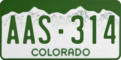 CO license plate AAS314