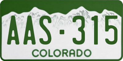 CO license plate AAS315