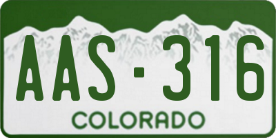 CO license plate AAS316