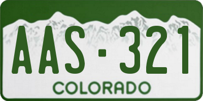CO license plate AAS321
