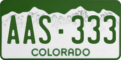 CO license plate AAS333