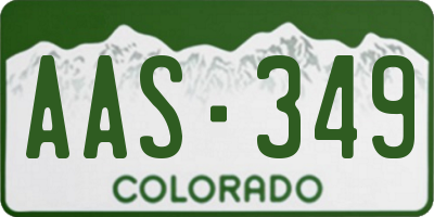 CO license plate AAS349