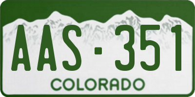 CO license plate AAS351