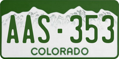 CO license plate AAS353