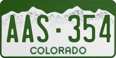 CO license plate AAS354