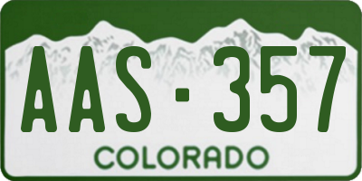 CO license plate AAS357