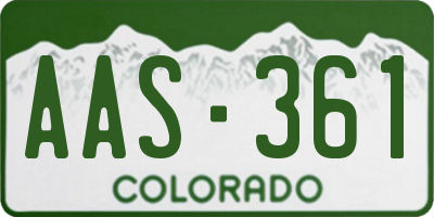 CO license plate AAS361