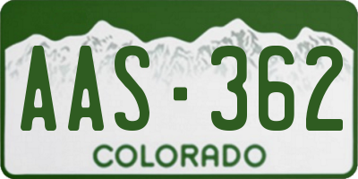 CO license plate AAS362