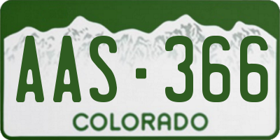 CO license plate AAS366