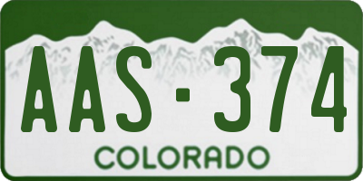 CO license plate AAS374