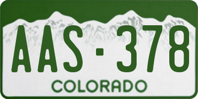 CO license plate AAS378