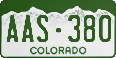 CO license plate AAS380