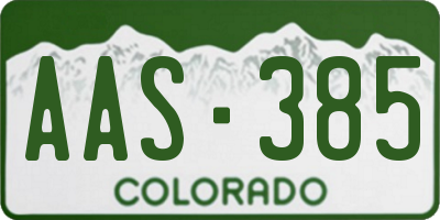 CO license plate AAS385